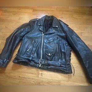 Vintage leather Harley Davidson patched jacket